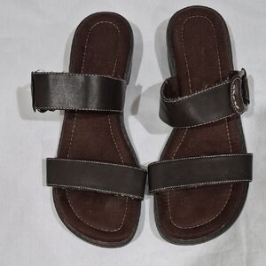 Bass Brown Leather Slide Sandals